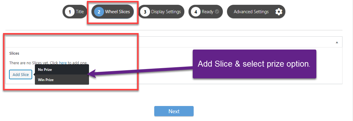 Add Slice & Select Prize