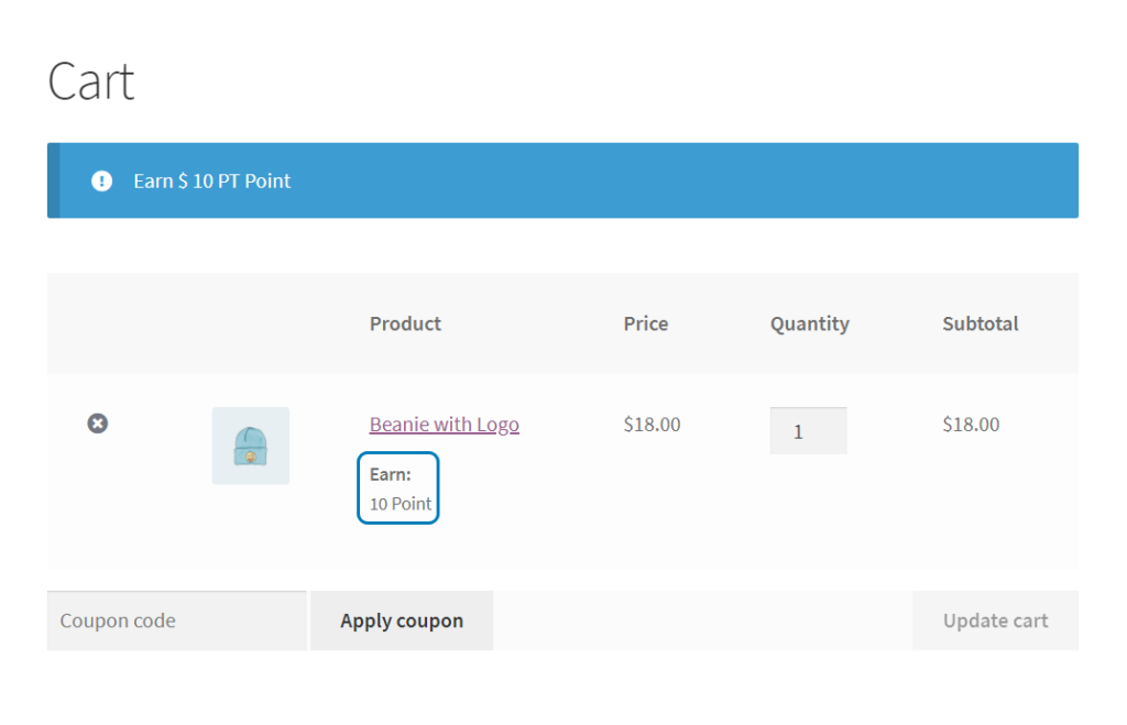 WooCommerce Reward Points On Cart Page  